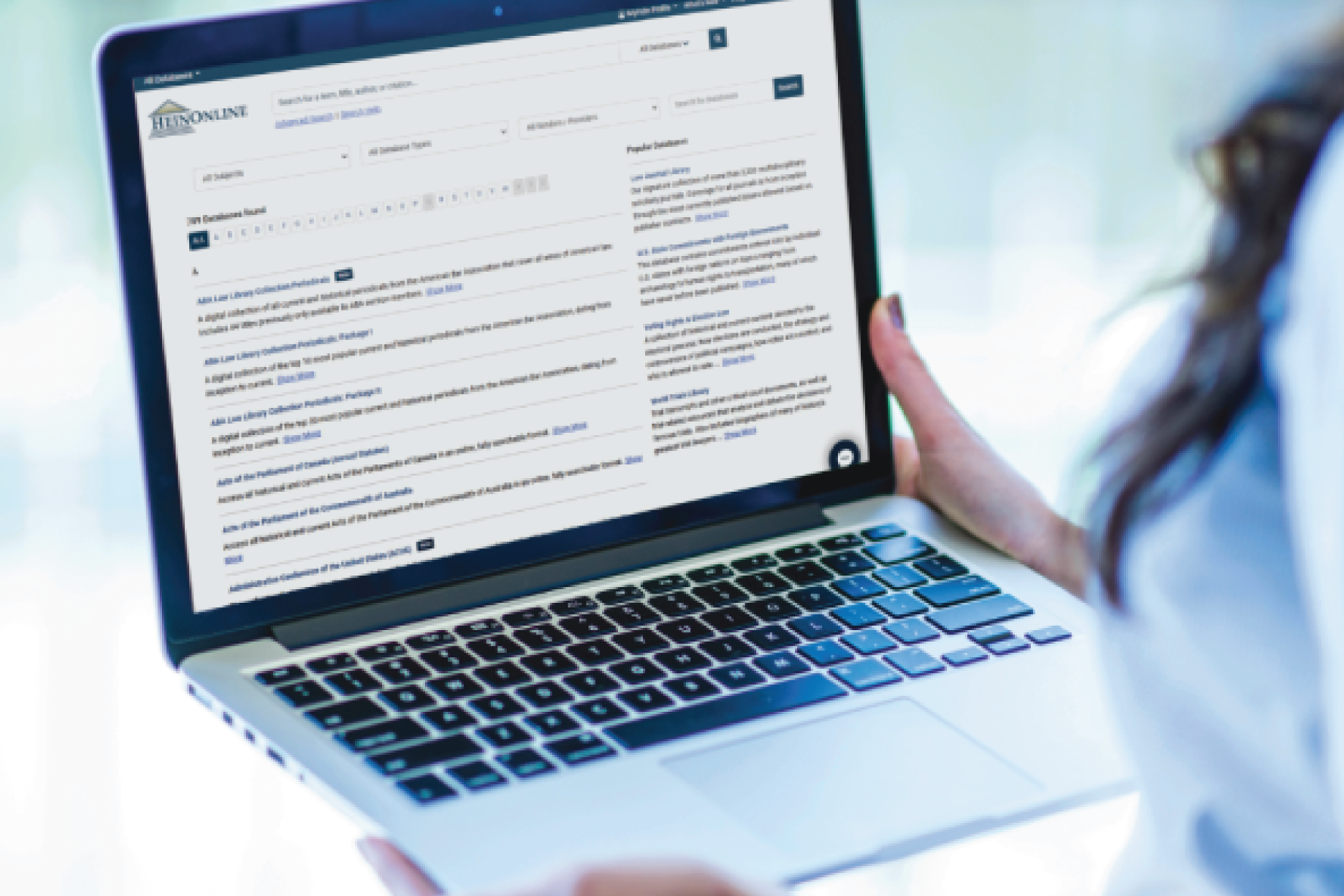 laptop open showing HeinOnline's welcome page